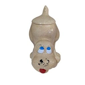 Vintage McCoy USA Thinking Hound Dog Cookie Jar‎ w/Lid. blue eyes Bashful